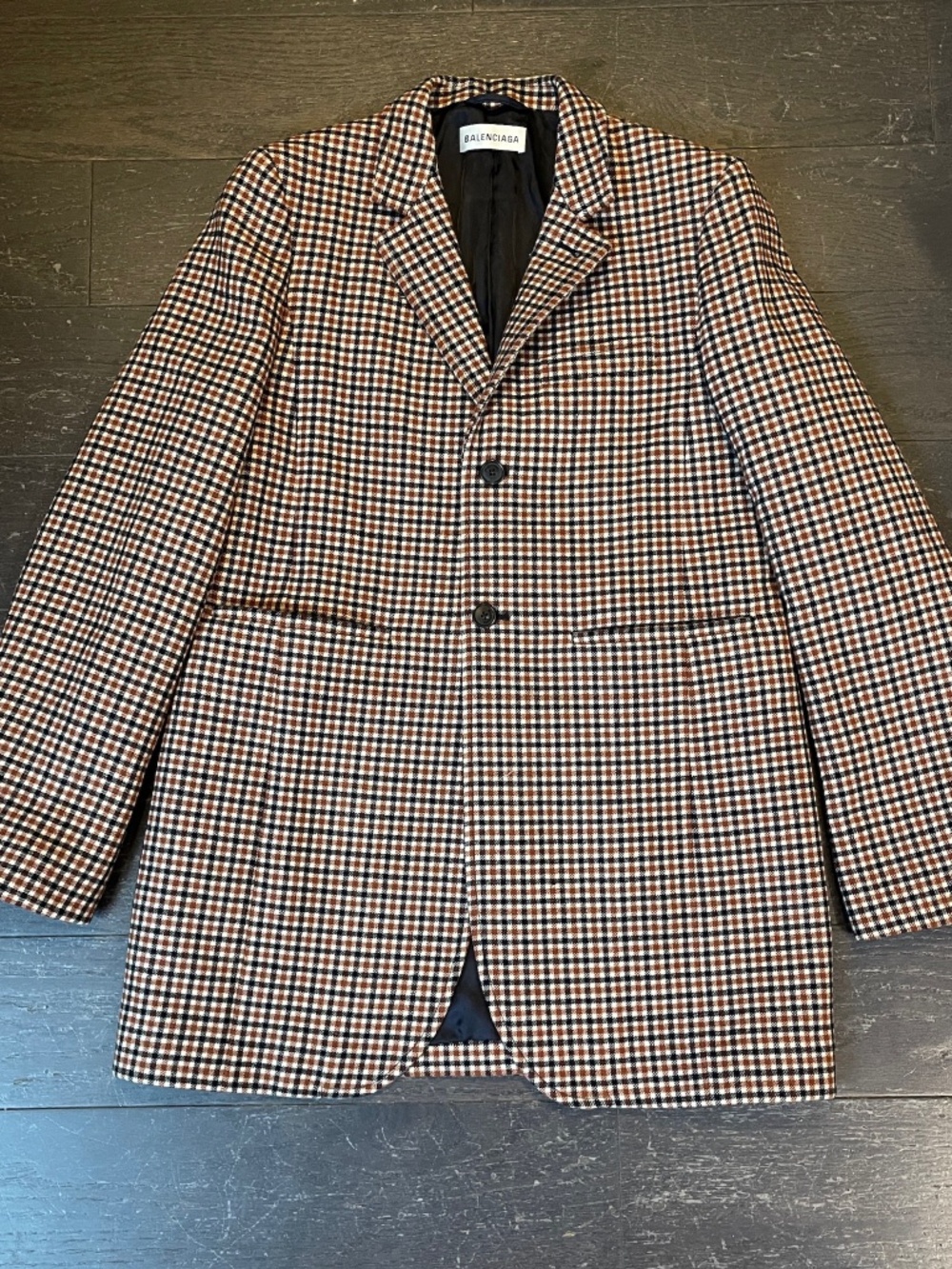 Balenciaga Plaid Checked Virgin Wool Blazer Jacket size 36 Made in Italy women